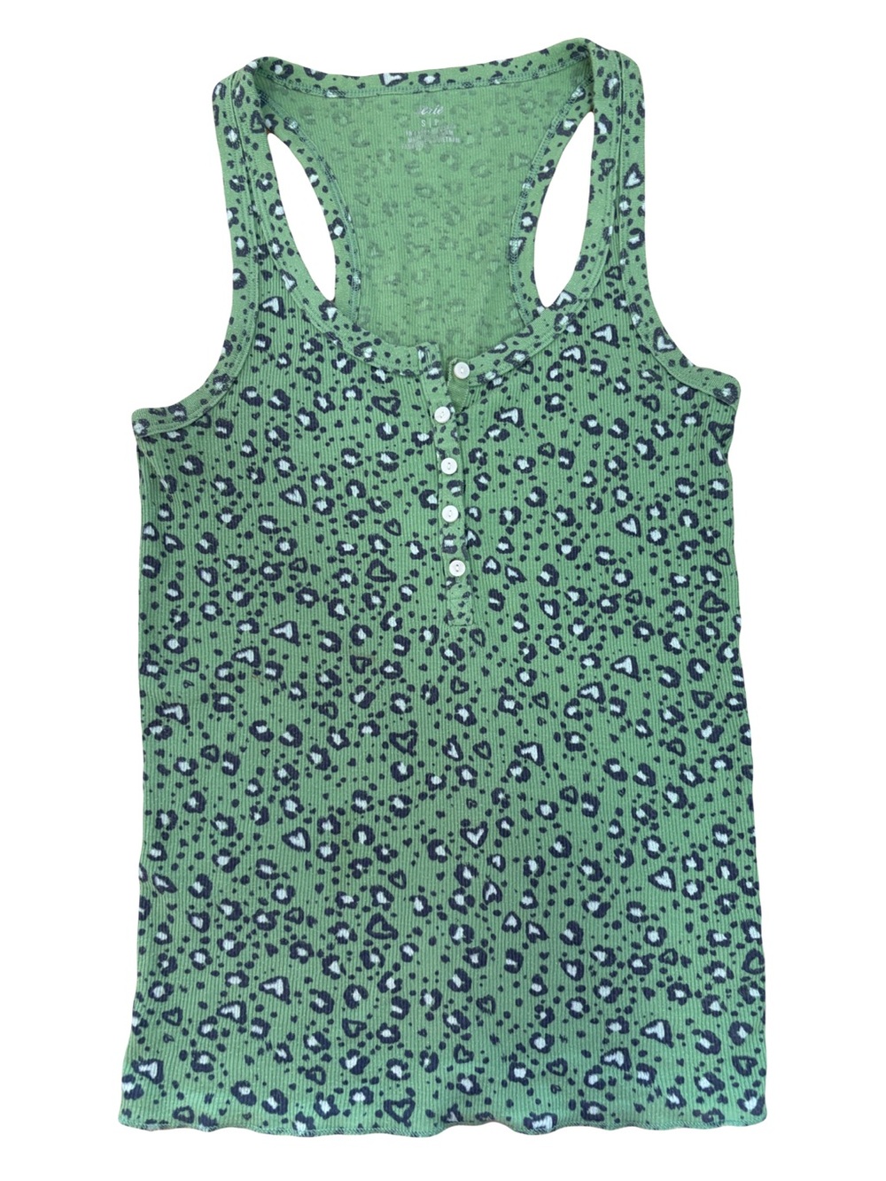 aerie Green Leopard-Print Henley Tank